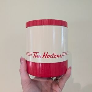 Tim Hortons Red and Cream Vintage Thermos Style Container